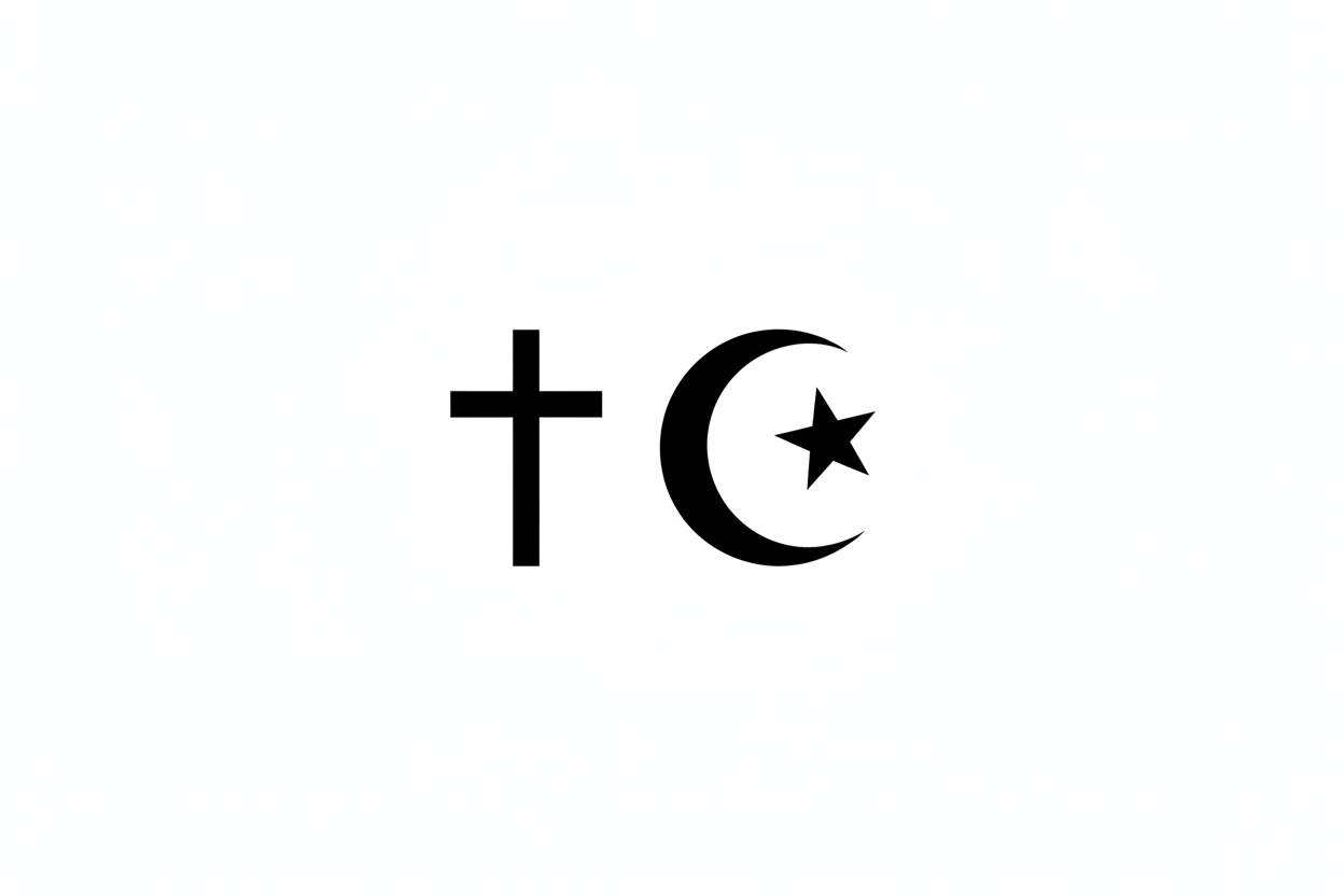 a black cross and islam logo side by side
